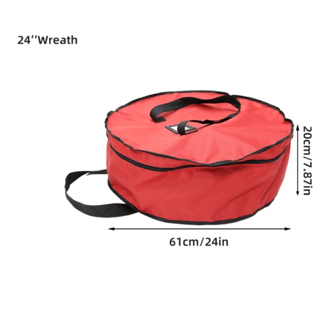 Outdoor Living Christmas Xmas Wreath Decoration Zip Up Sack Fabric Storage Bag in Red - image 1
