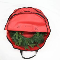 Outdoor Living Christmas Xmas Wreath Decoration Zip Up Sack Fabric Storage Bag in Red - thumbnail 5