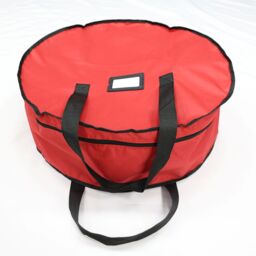 Outdoor Living Christmas Xmas Wreath Decoration Zip Up Sack Fabric Storage Bag in Red - thumbnail 4