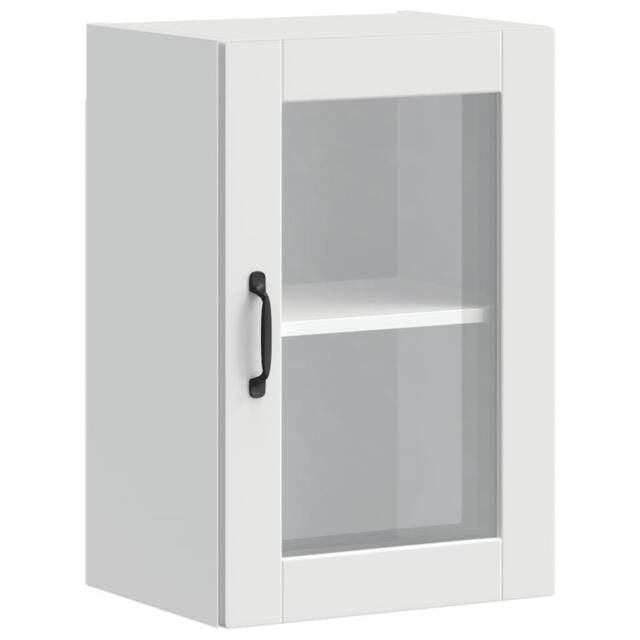 Berkfield Home Kitchen Wall Cabinet with Glass Door Porto White - image 1