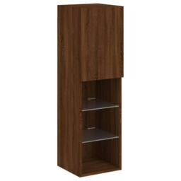 Berkfield Home TV Cabinet with LED Lights Brown Oak 30.5x30x102 cm - thumbnail 7