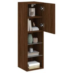 Berkfield Home TV Cabinet with LED Lights Brown Oak 30.5x30x102 cm - thumbnail 6