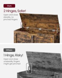 VASAGLE Large Farmhouse Storage Bench Blanket Box Chest Organising Unit in Brown - thumbnail 4