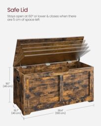 VASAGLE Large Farmhouse Storage Bench Blanket Box Chest Organising Unit in Brown - thumbnail 2