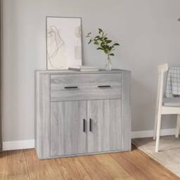 Berkfield Home Sideboard Grey Sonoma 80x33x70 cm Engineered Wood - Size: 80 x 33 x 70 cm - thumbnail 2