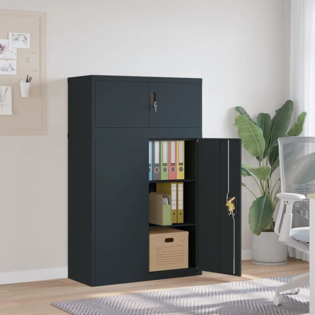 Berkfield Home File Cabinet Anthracite 90x40x145 cm Steel in Black - Size: 90 x 40 x 145 cm - image 1