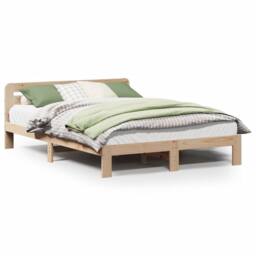 Berkfield Home Bed Frame without Mattress 160x200 cm Solid Wood Pine in Brown - thumbnail 2