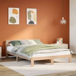 Berkfield Home Bed Frame without Mattress 160x200 cm Solid Wood Pine in Brown - thumbnail 1
