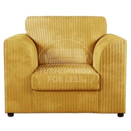 Furnishings For Less UK Luxor Jumbo Cord 3 + 2 + 1 Fabric 3 Piece Sofa Suite - Fullback in Mustard - thumbnail 4