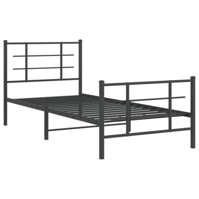 Berkfield Home Metal Bed Frame without Mattress with Footboard Black 90x200cm - Size: 90x200 cm - image 1
