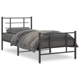 Berkfield Home Metal Bed Frame without Mattress with Footboard Black 90x200cm - Size: 90x200 cm - thumbnail 3