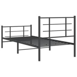 Berkfield Home Metal Bed Frame without Mattress with Footboard Black 90x200cm - Size: 90x200 cm - thumbnail 7
