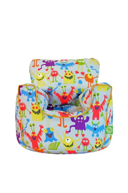 Bean Lazy Cotton Grey Monsters Bean Bag Arm Chair Toddler Size in Light Grey - Size: Small - image 1
