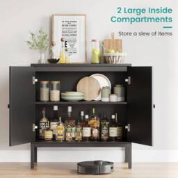 VOGREX Sideboard Storage Cabinet Freestanding Kitchen Cupboard in Black - thumbnail 5