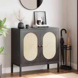VOGREX Sideboard Storage Cabinet Freestanding Kitchen Cupboard in Black - thumbnail 3