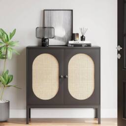 VOGREX Sideboard Storage Cabinet Freestanding Kitchen Cupboard in Black