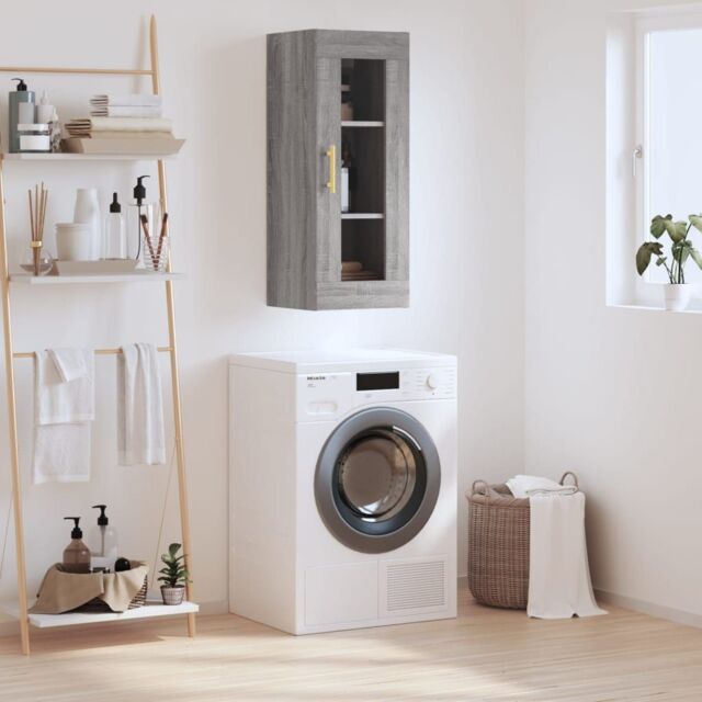 Berkfield Home Wall Mounted Cabinet Grey Sonoma 34.5x34x90 cm - image 1