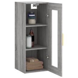 Berkfield Home Wall Mounted Cabinet Grey Sonoma 34.5x34x90 cm - thumbnail 5