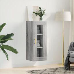 Berkfield Home Wall Mounted Cabinet Grey Sonoma 34.5x34x90 cm - thumbnail 3