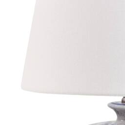 Wyld and Coco Porcelain Floral Table Lamp White Base Blue Flower Detail Linen - thumbnail 5