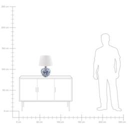 Wyld and Coco Porcelain Floral Table Lamp White Base Blue Flower Detail Linen - thumbnail 9