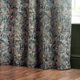 Wylder Tropics Bengal Chenille Eyelet Curtains in Blue - Size: 229 cm width x 137 cm drop - thumbnail 3