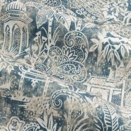 Wylder Tropics Bengal Chenille Eyelet Curtains in Blue - Size: 229 cm width x 137 cm drop - thumbnail 4