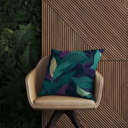 Warren Reed - Designer Green Purple Tropical Leaves Outdoor Cushion - Size: 60 cm x 60 cm - thumbnail 2