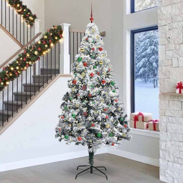 Berkfield Home Christmas Tree with 300 LEDs with Stand White 300 cm PVC - image 1