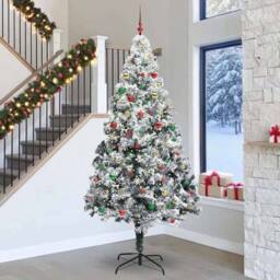 Berkfield Home Christmas Tree with 300 LEDs with Stand White 300 cm PVC - thumbnail 1