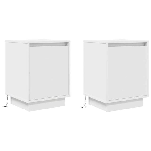 Berkfield Home Modern Bedside Cabinets with LED Lights¬†2 pcs White 38x34x50 cm - Size: 38 x 34 x 50 cm - image 1