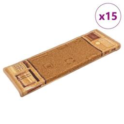 Berkfield Home Stair Mats Self-adhesive 15 pcs 65x21x4 cm Beige - Size: Medium - thumbnail 2