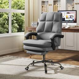 KORVIXA Ergonomic Office Chair with Retractable Footrest in Grey - Size: 100 cm x 100 cm - thumbnail 1