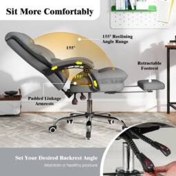 KORVIXA Ergonomic Office Chair with Retractable Footrest in Grey - Size: 100 cm x 100 cm - thumbnail 4