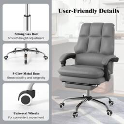 KORVIXA Ergonomic Office Chair with Retractable Footrest in Grey - Size: 100 cm x 100 cm - thumbnail 3