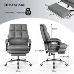 KORVIXA Ergonomic Office Chair with Retractable Footrest in Grey - Size: 100 cm x 100 cm - thumbnail 2
