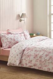 Catherine Lansfield 'Mirabelle Floral' Reversible Duvet Cover Set in Pink - Size: Double - thumbnail 1