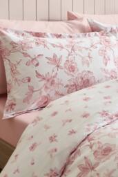 Catherine Lansfield 'Mirabelle Floral' Reversible Duvet Cover Set in Pink - Size: Double - thumbnail 3