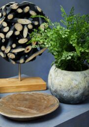 Orsina Small Wooden Sculpture, Round Shape Natural & Black Teak Wood Sculpture, Modern Wooden Sculpture for Home - thumbnail 5