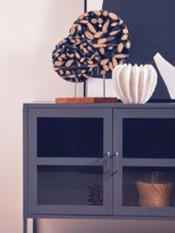 Orsina Small Wooden Sculpture, Round Shape Natural & Black Teak Wood Sculpture, Modern Wooden Sculpture for Home - thumbnail 2