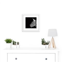 Artery8 Zebra Head Animal Black White Photo 8X8 Inch Square Wooden Framed Wall Art Print Picture with Mount - thumbnail 2