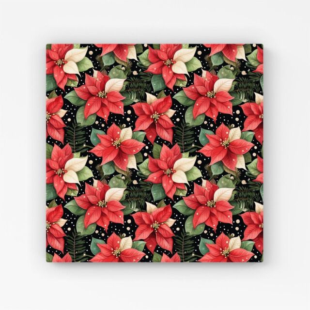 Warren Reed - Designer Poinsettia, Watercolor Style Canvas in Red - Size: w10 inch x h10 inch - image 1