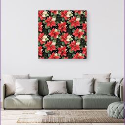 Warren Reed - Designer Poinsettia, Watercolor Style Canvas in Red - Size: w10 inch x h10 inch - thumbnail 4