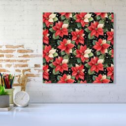 Warren Reed - Designer Poinsettia, Watercolor Style Canvas in Red - Size: w10 inch x h10 inch - thumbnail 2