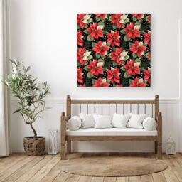 Warren Reed - Designer Poinsettia, Watercolor Style Canvas in Red - Size: w10 inch x h10 inch - thumbnail 3