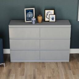 HD Designs 'HIGH GLOSS 6 Drawer Chest of Drawers' Furniture in Grey - thumbnail 3