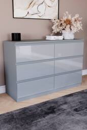 HD Designs 'HIGH GLOSS 6 Drawer Chest of Drawers' Furniture in Grey - thumbnail 1
