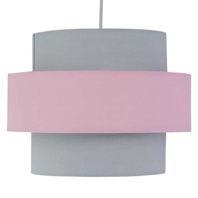 First Choice Lighting Pink & Grey Two Tier Light Shade - image 1