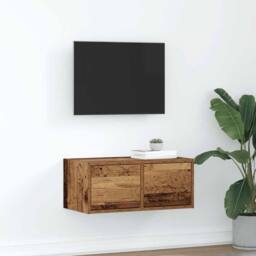 Berkfield Home TV Cabinet Old Wood 60x31x25.5 cm Engineered Wood in Brown - thumbnail 2