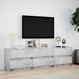 Berkfield Home TV Cabinet with LED Concrete Grey 180x34x50 cm Engineered Wood - Size: 180 x 34 x 50 cm - thumbnail 4